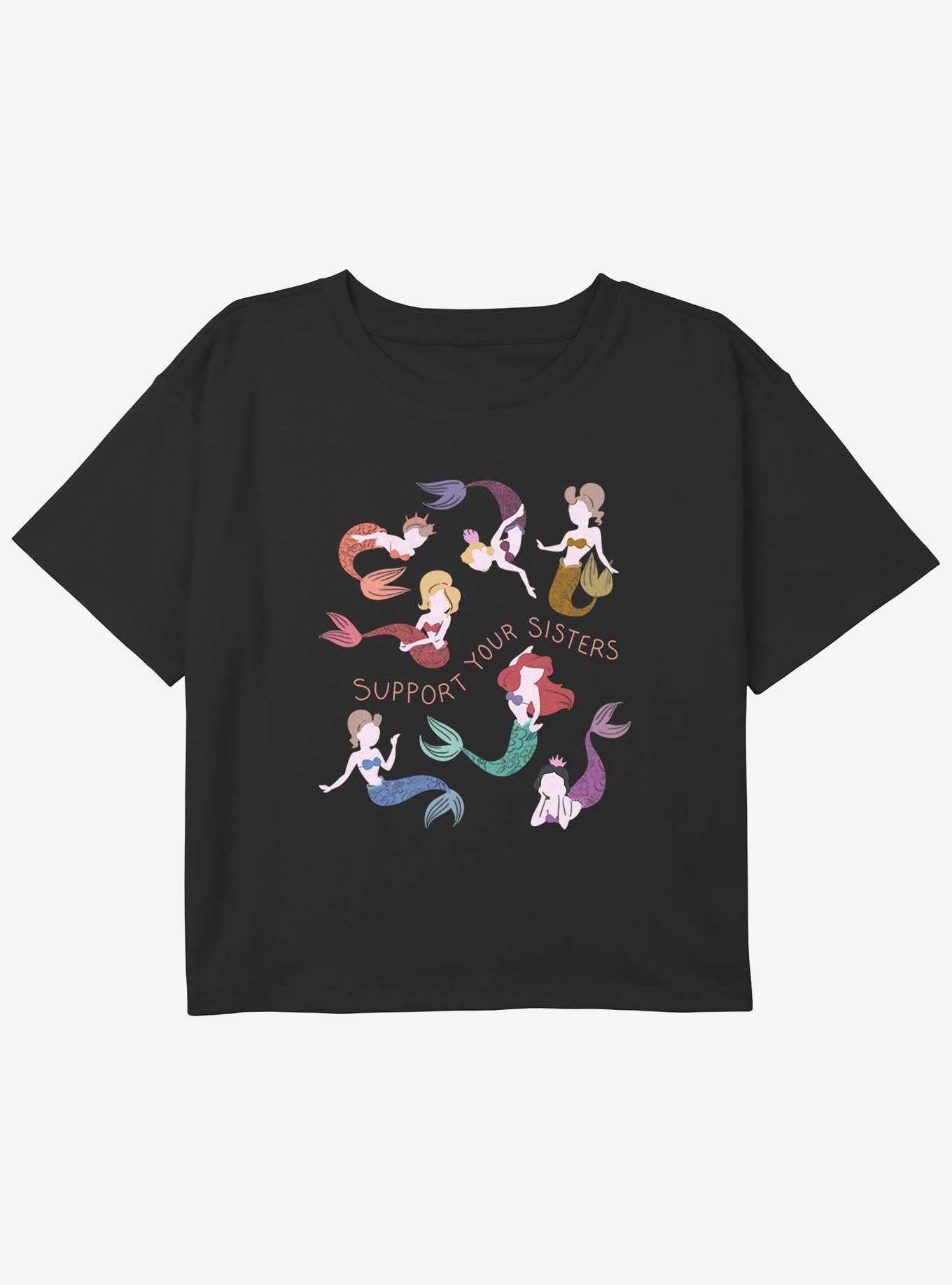 Disney The Little Mermaid Supportive Sisters Girls Youth Crop T-Shirt, , hi-res