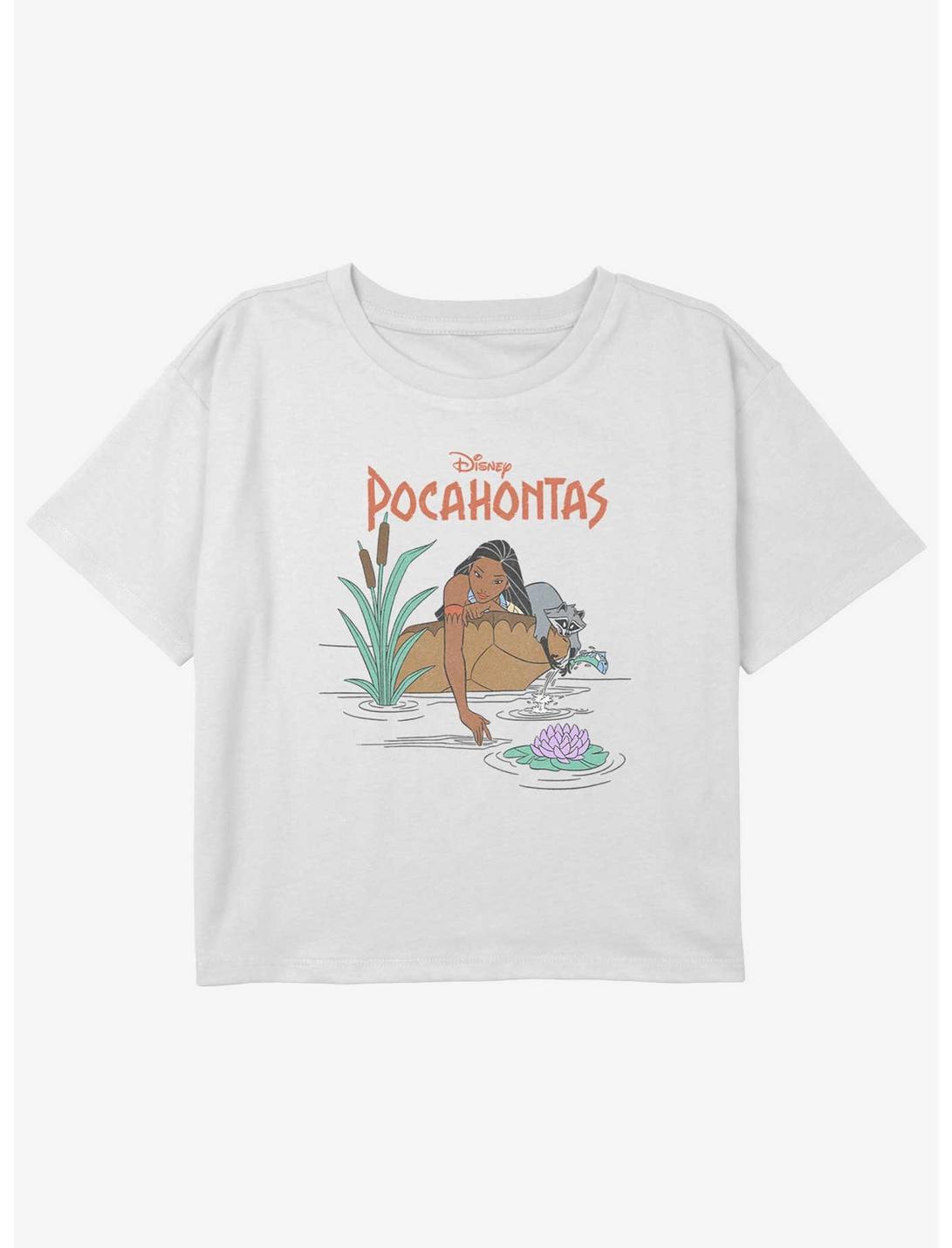 Disney Pocahontas Meeko Fishing Girls Youth Crop T-Shirt, WHITE, hi-res