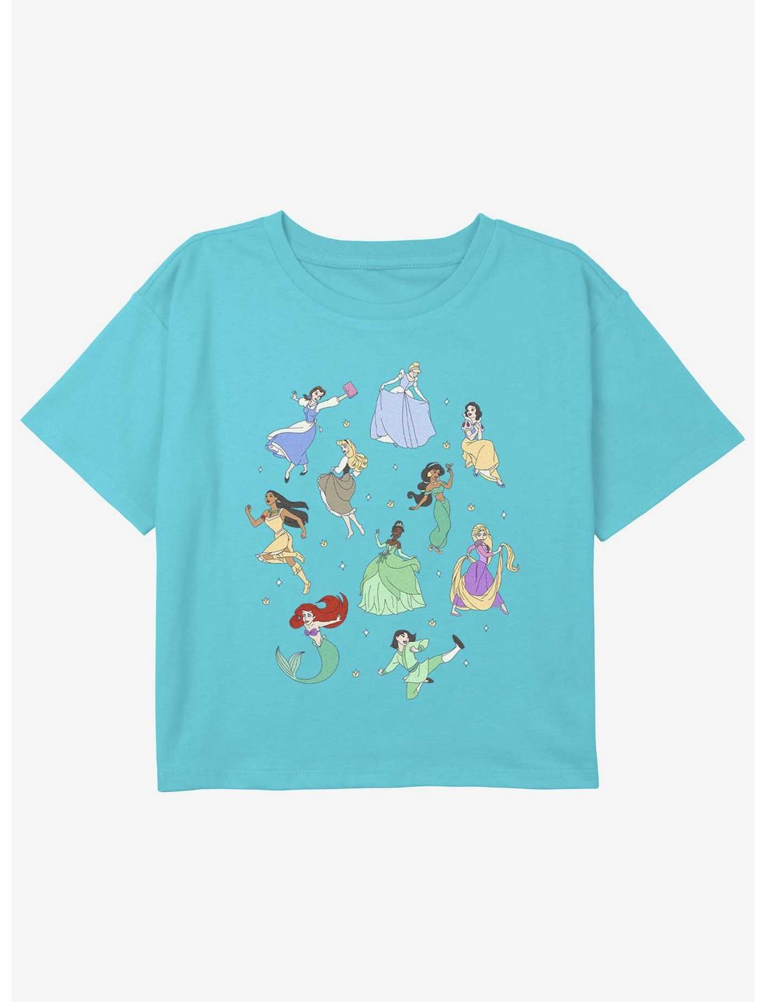 Disney Cinderella Princess Doodle Girls Youth Crop T-Shirt, BLUE, hi-res