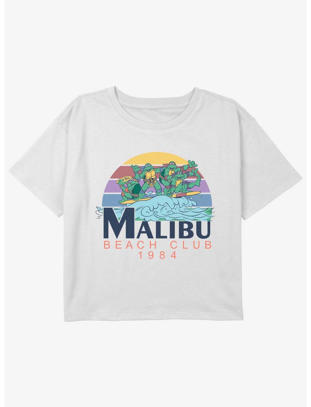 Teenage Mutant Ninja Turtles Malibu Beach Club Girls Youth Crop T-Shirt, WHITE, hi-res