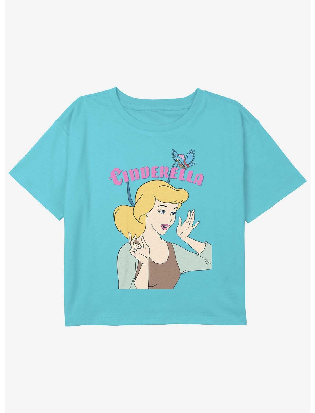 Disney Cinderella Pretty Cinderella Girls Youth Crop T-Shirt, BLUE, hi-res