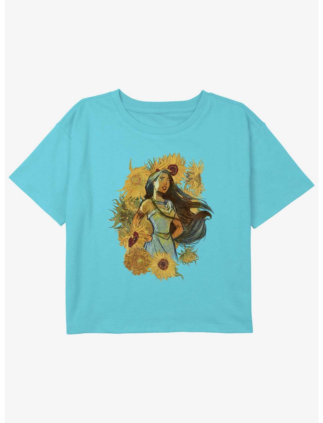 Disney Pocahontas Sunflowers Girls Youth Crop T-Shirt, BLUE, hi-res