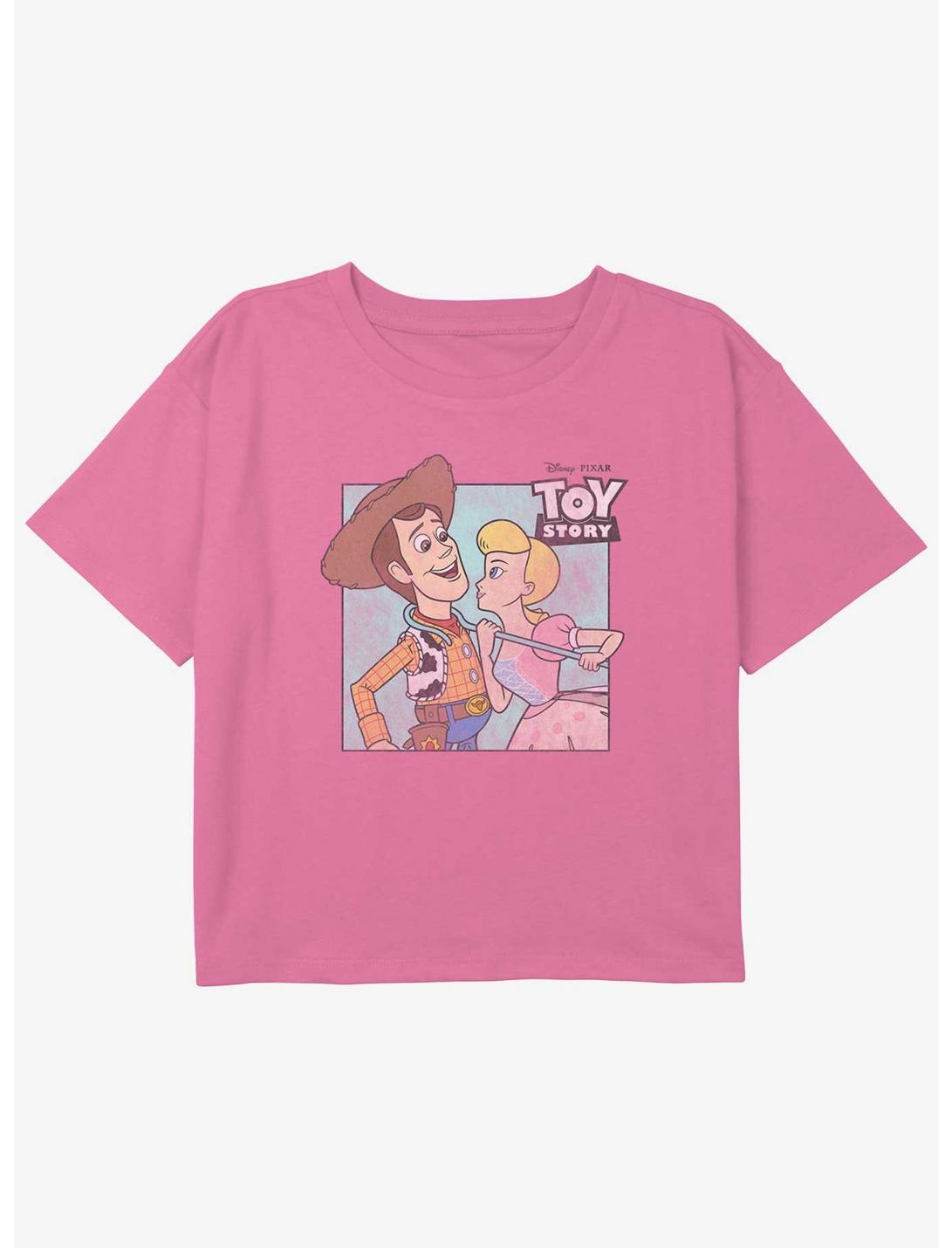 Disney Pixar Toy Story Woody & Bo Peep Girls Youth Crop T-Shirt, PINK, hi-res