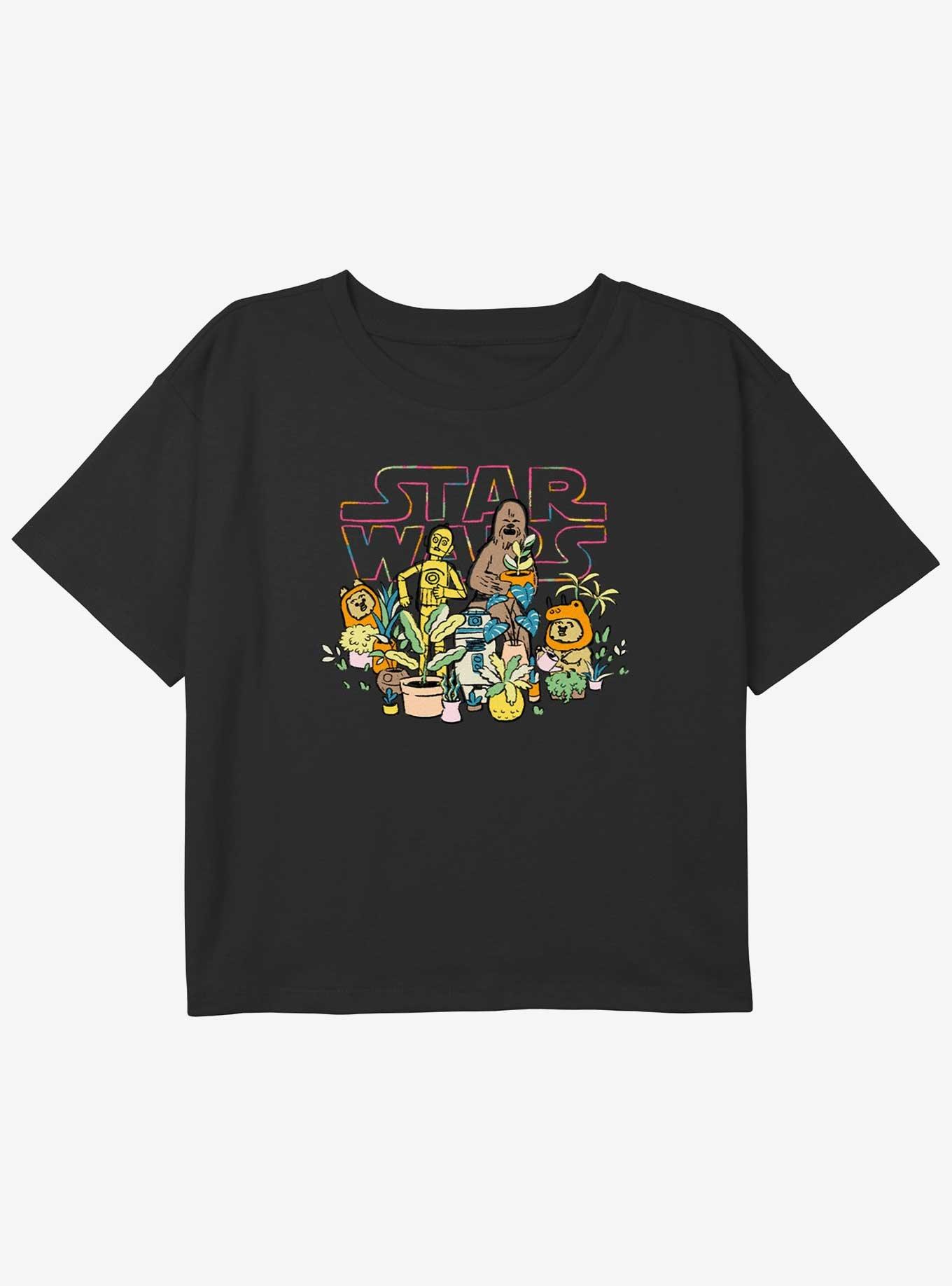 Star Wars Greenhouse Girls Youth Crop T-Shirt, BLACK, hi-res