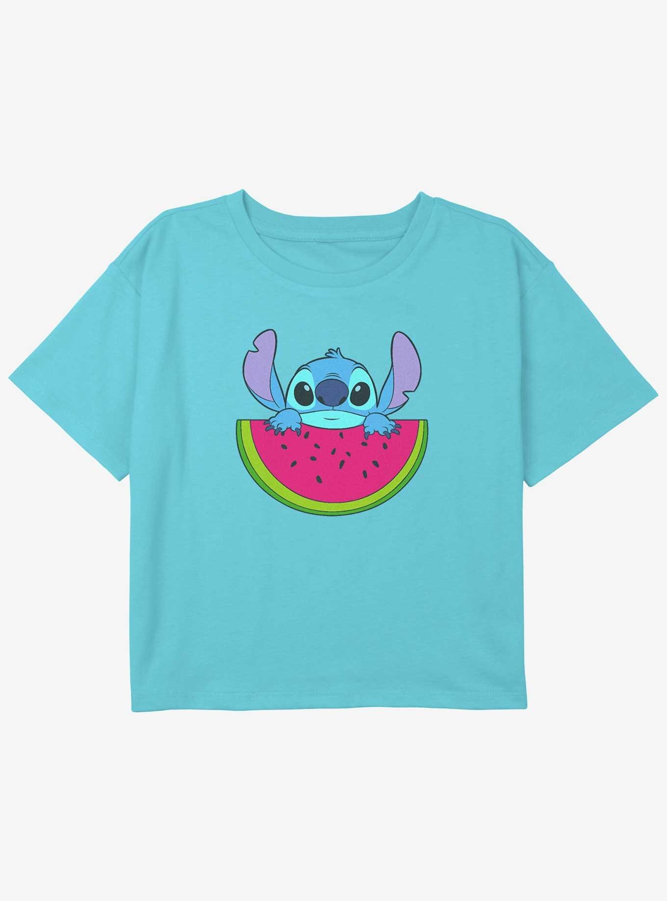 Disney Lilo & Stitch Watermelon Stitch Girls Youth Crop T-Shirt, , hi-res