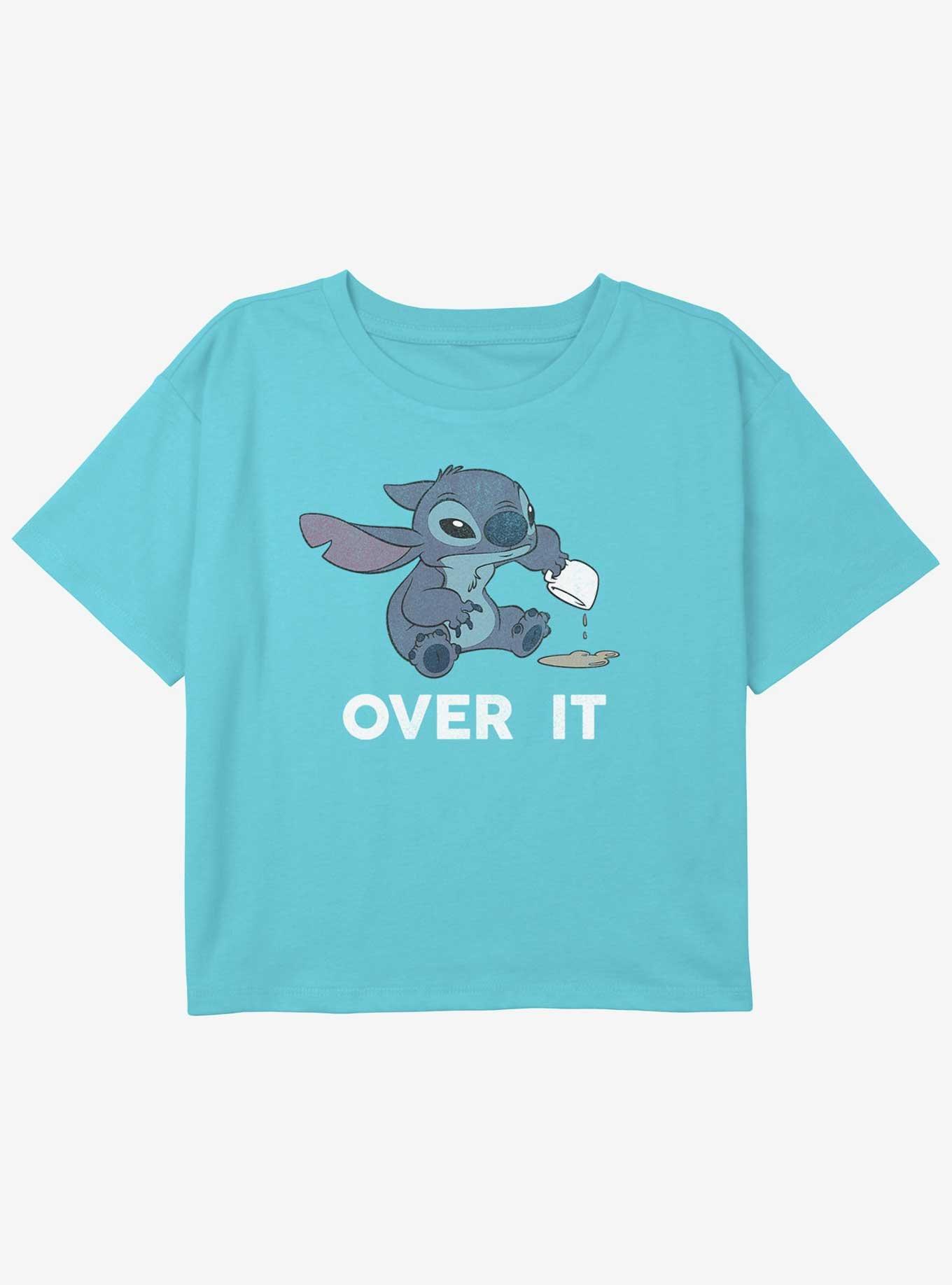 Disney Lilo & Stitch Over It Girls Youth Crop T-Shirt, BLUE, hi-res