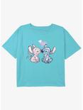 Disney Lilo & Stitch Angel & Stitch Love Girls Youth Crop T-Shirt, BLUE, hi-res