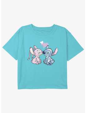 Disney Lilo & Stitch Angel & Stitch Love Girls Youth Crop T-Shirt, , hi-res