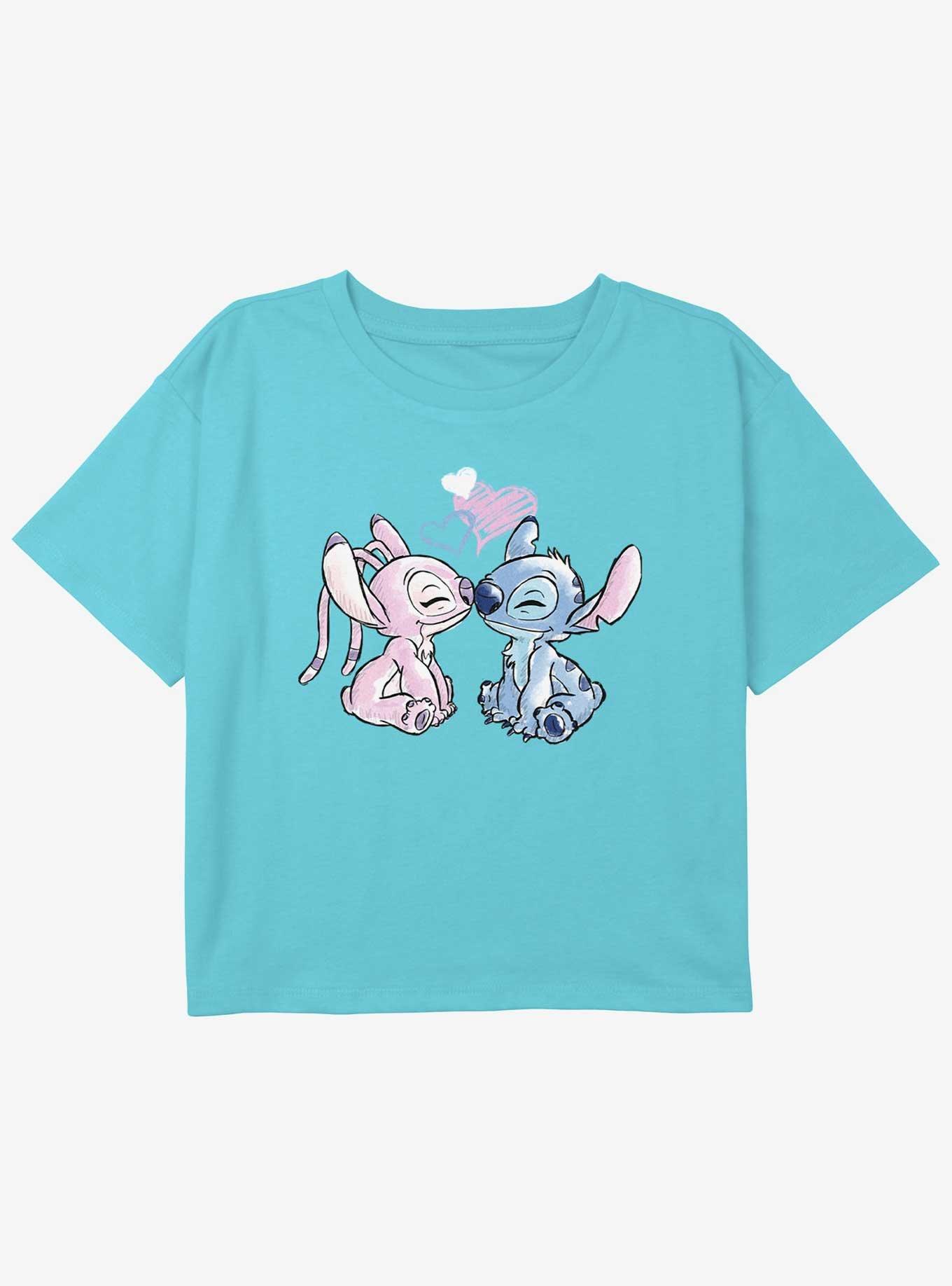 Disney Lilo & Stitch Angel & Stitch Love Girls Youth Crop T-Shirt, , hi-res