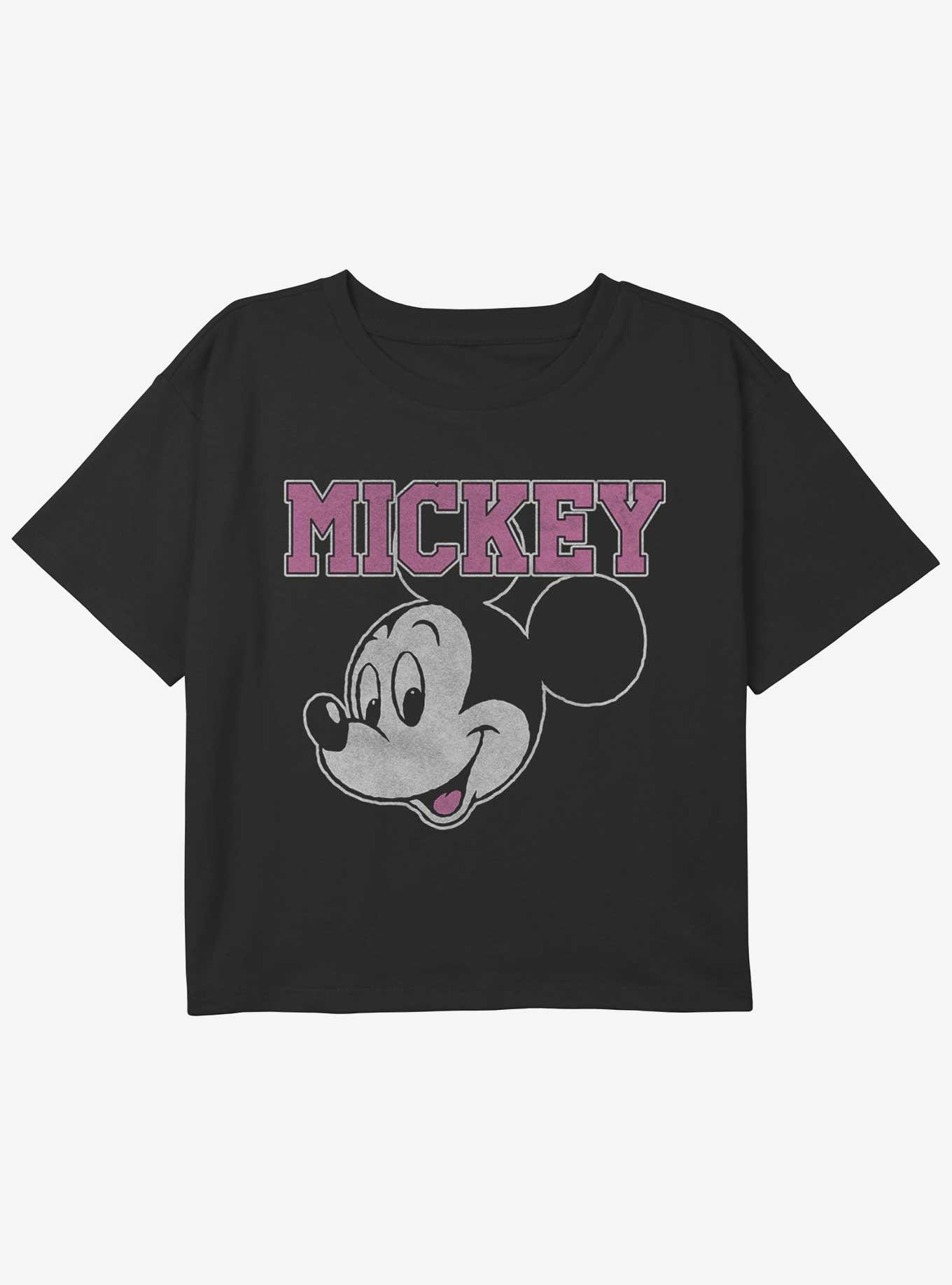 Disney Mickey Mouse Mickey Head Girls Youth Crop T-Shirt, BLACK, hi-res