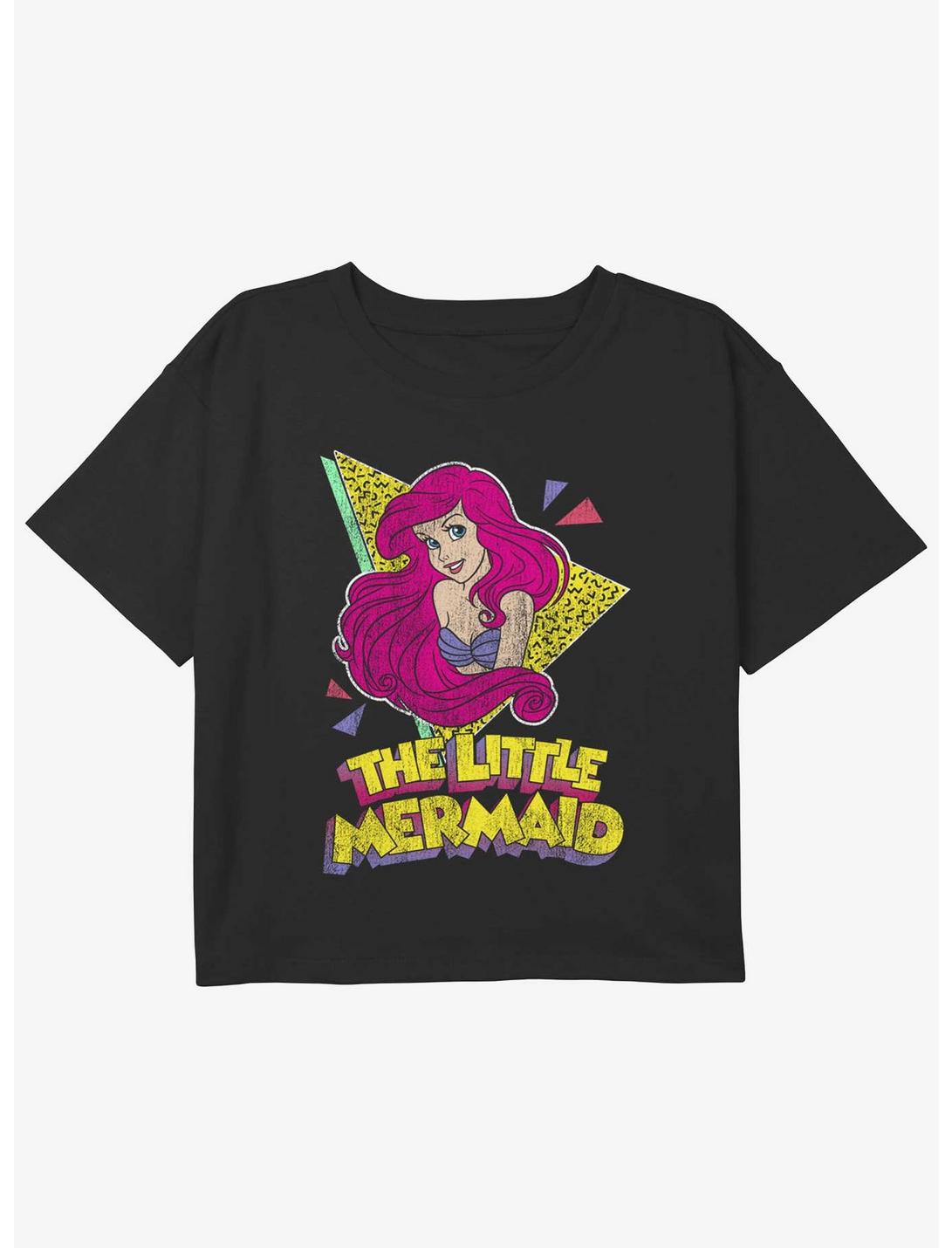 Disney The Little Mermaid 80's Ariel Girls Youth Crop T-Shirt, BLACK, hi-res