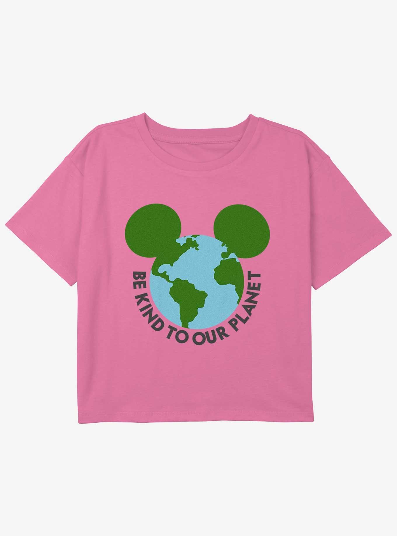 Disney Mickey Mouse Be Kind To Our Planet Girls Youth Crop T-Shirt, PINK, hi-res