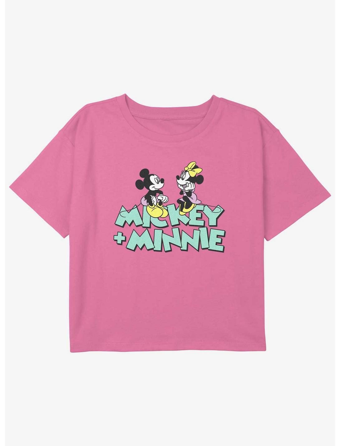 Disney Mickey Mouse Mickey Loves Minnie Girls Youth Crop T-Shirt, PINK, hi-res