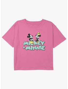 Disney Mickey Mouse Mickey Loves Minnie Girls Youth Crop T-Shirt, , hi-res