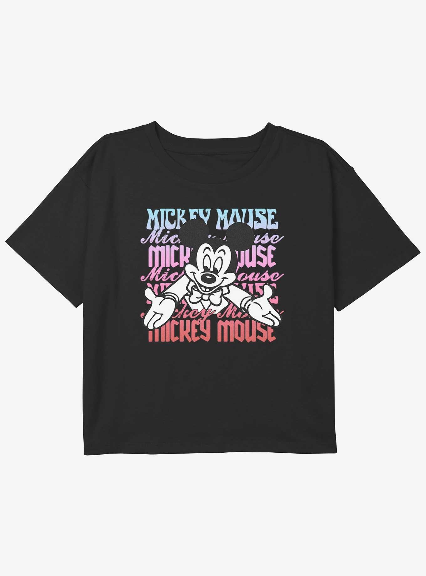 Disney Mickey Mouse Big Mickey Girls Youth Crop T-Shirt, BLACK, hi-res