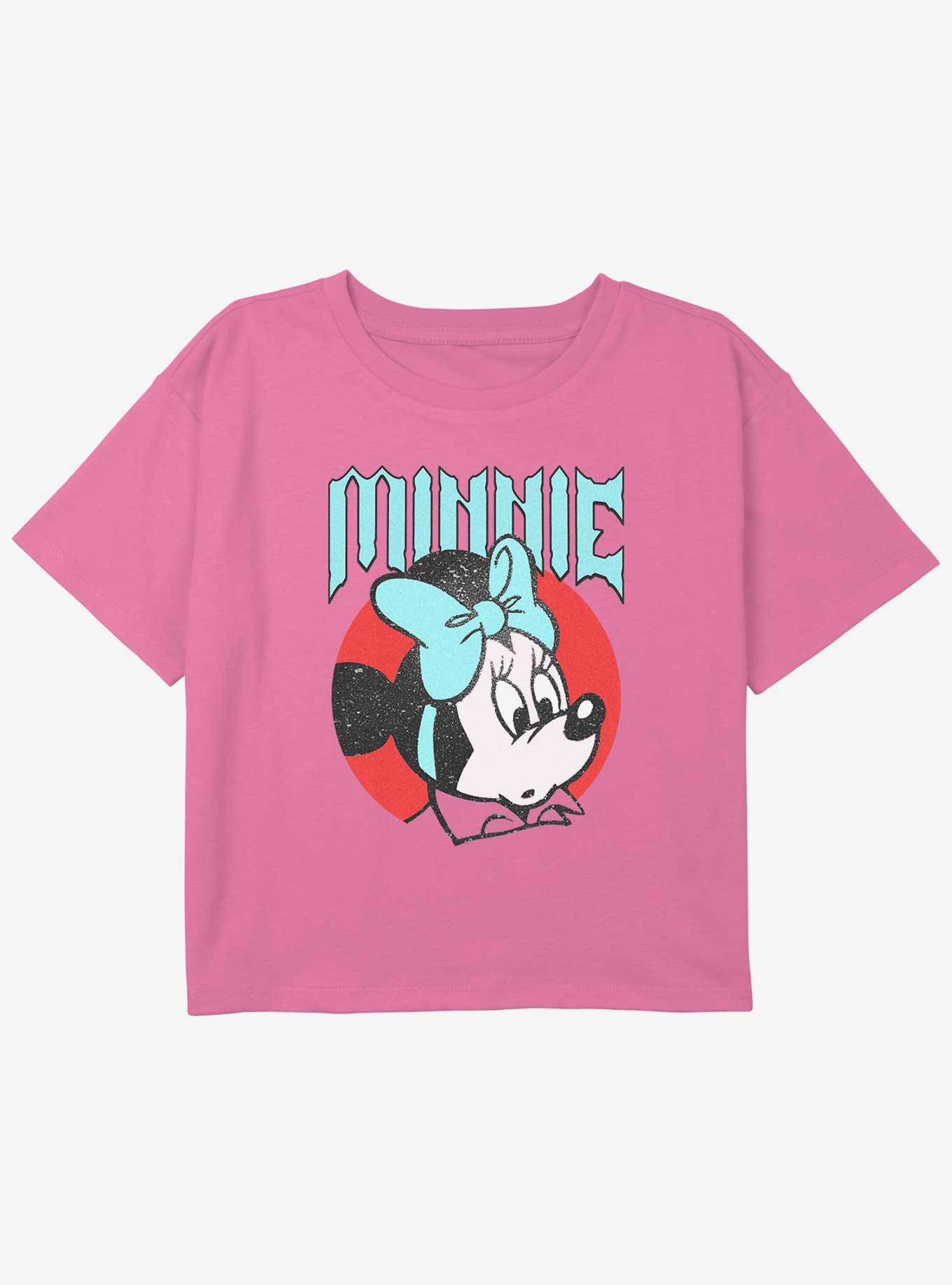 Disney Mickey Mouse Grunge Minnie Girls Youth Crop T-Shirt, PINK, hi-res