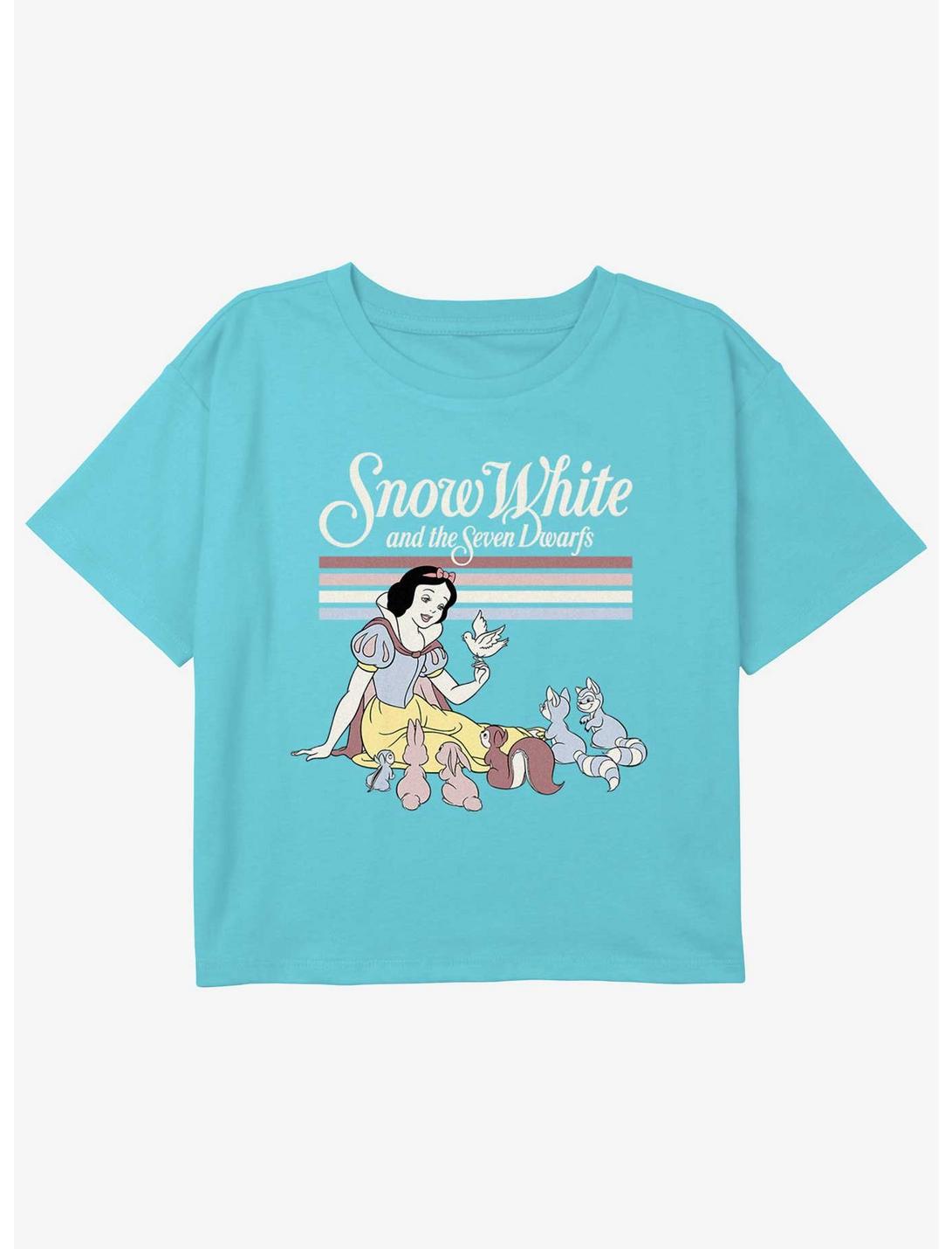 Disney Snow White and the Seven Dwarfs Forest Critters Girls Youth Crop T-Shirt, BLUE, hi-res