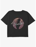 Fender Logo Girls Youth Crop T-Shirt, BLACK, hi-res