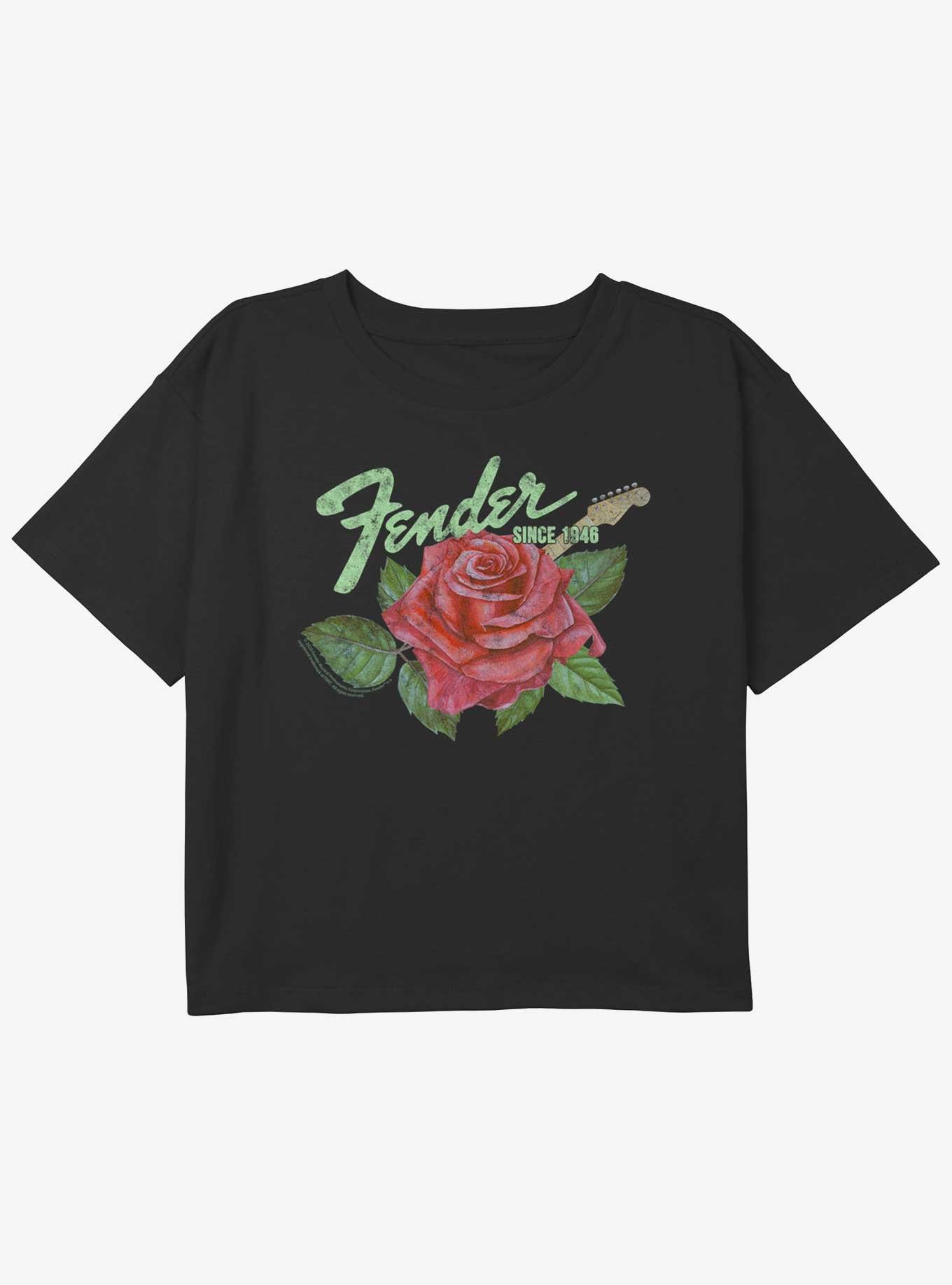 Fender Rose Logo Girls Youth Crop T-Shirt, , hi-res