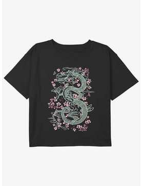 Disney Mulan Floral Mushu Dragon Girls Youth Crop T-Shirt, , hi-res