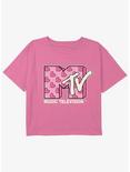 MTV Heart Logo Girls Youth Crop T-Shirt, PINK, hi-res