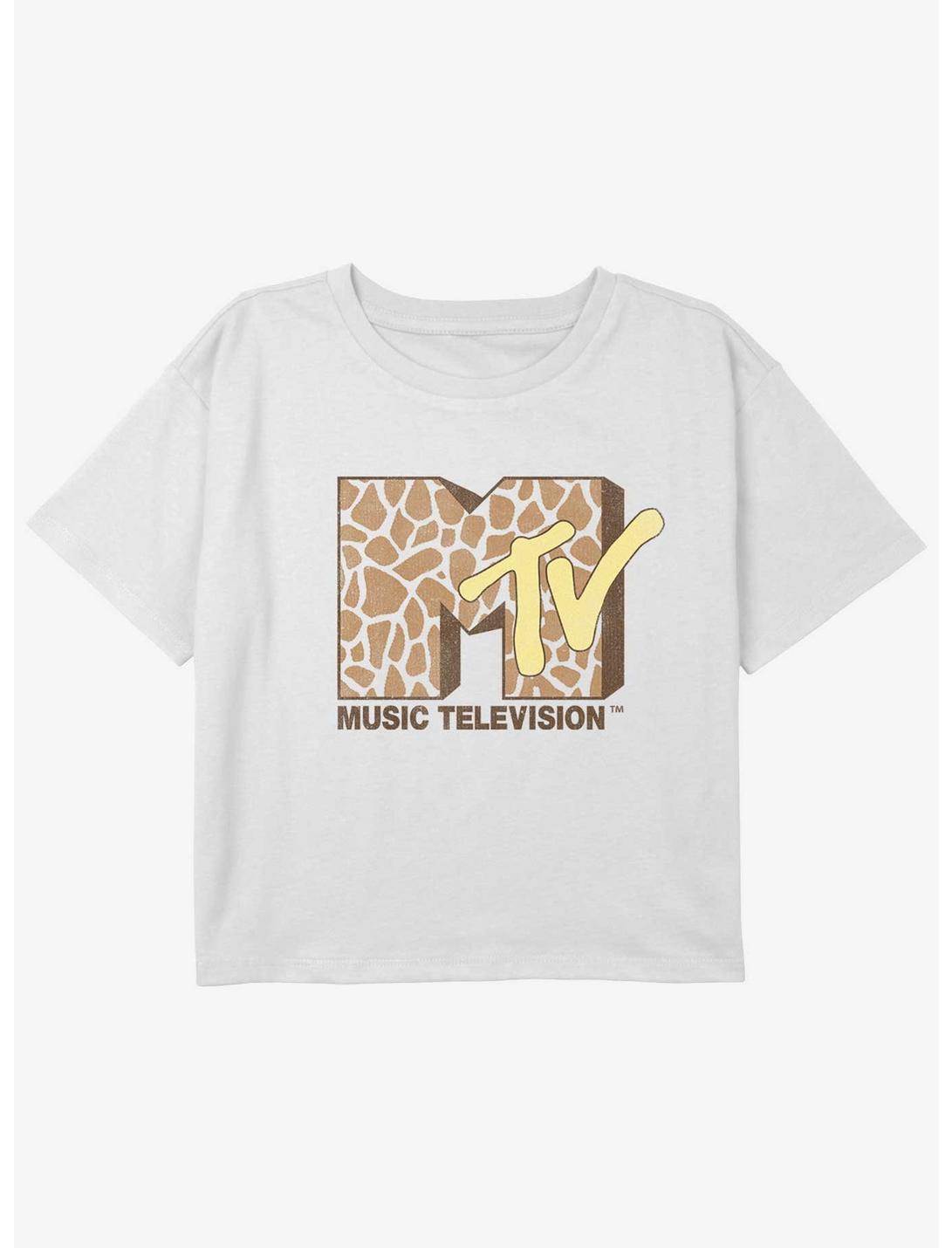 MTV Giraffe Logo Girls Youth Crop T-Shirt, WHITE, hi-res