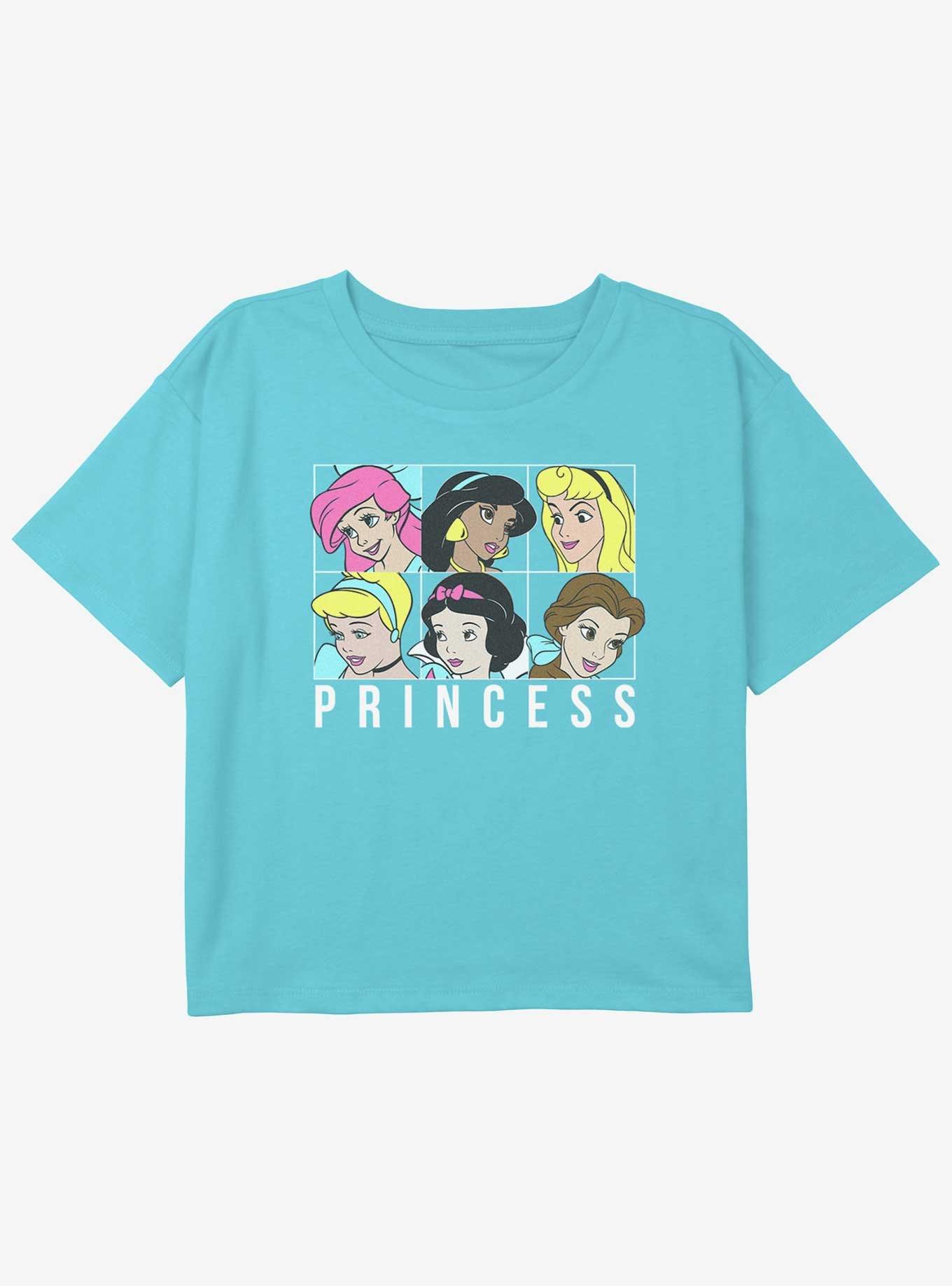 Disney Princesses Lineup Girls Youth Crop T-Shirt, BLUE, hi-res