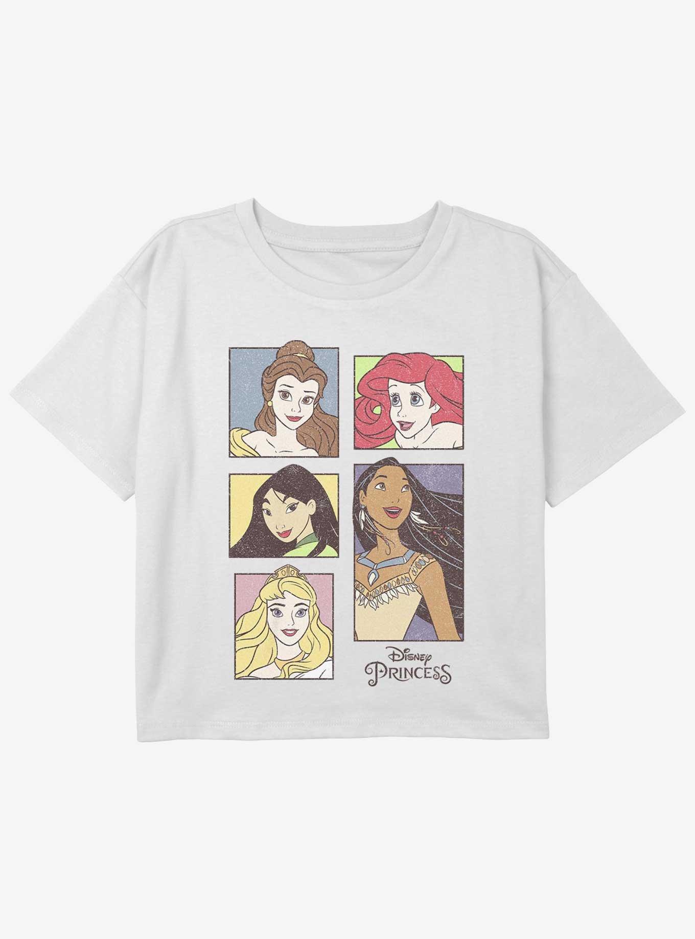 Disney The Little Mermaid Princesses Girls Youth Crop T-Shirt, WHITE, hi-res