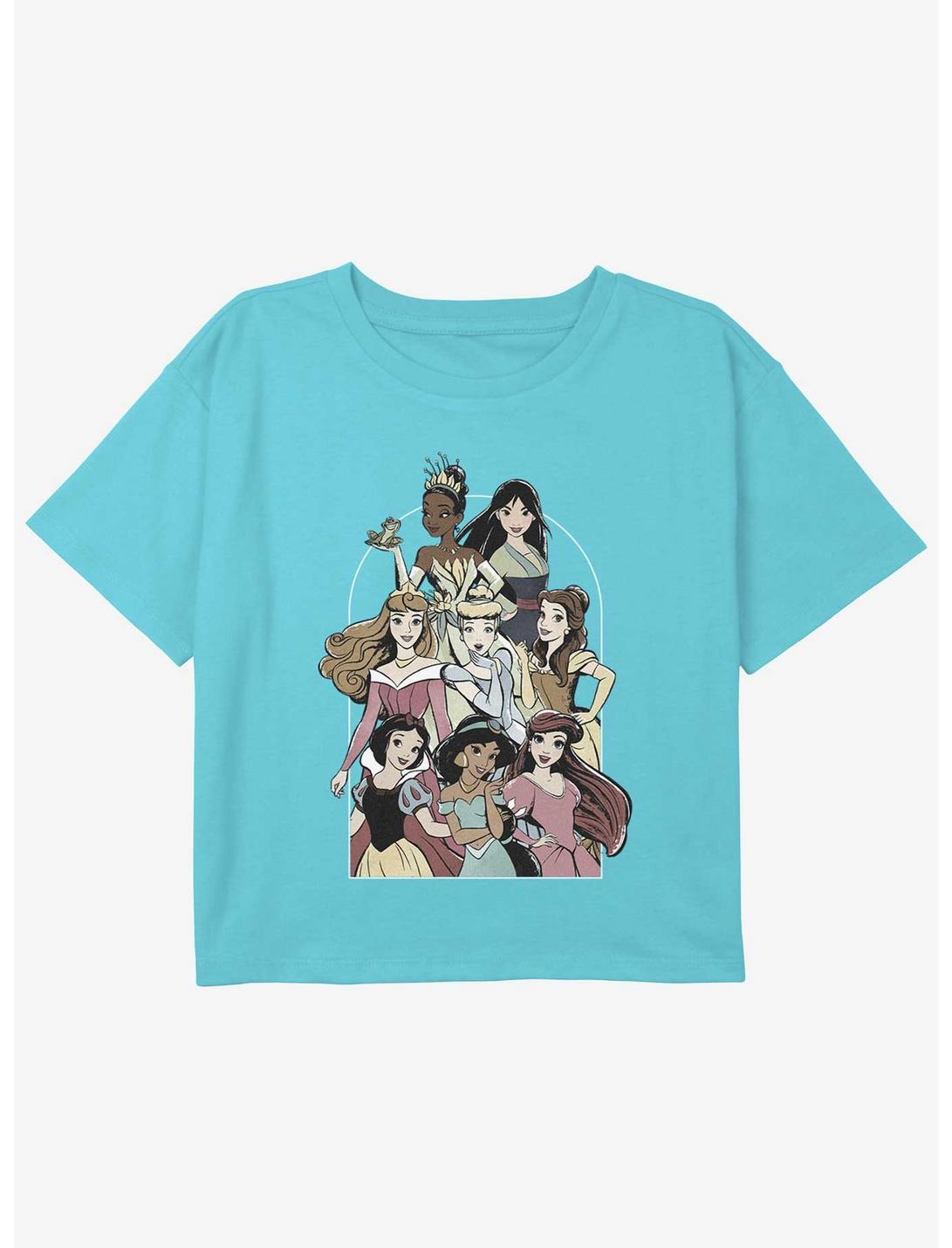 Disney The Princess and the Frog Princess Group Girls Youth Crop T-Shirt, BLUE, hi-res