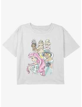 Disney The Princess and the Frog Watercolor Princesses Girls Youth Crop T-Shirt, , hi-res
