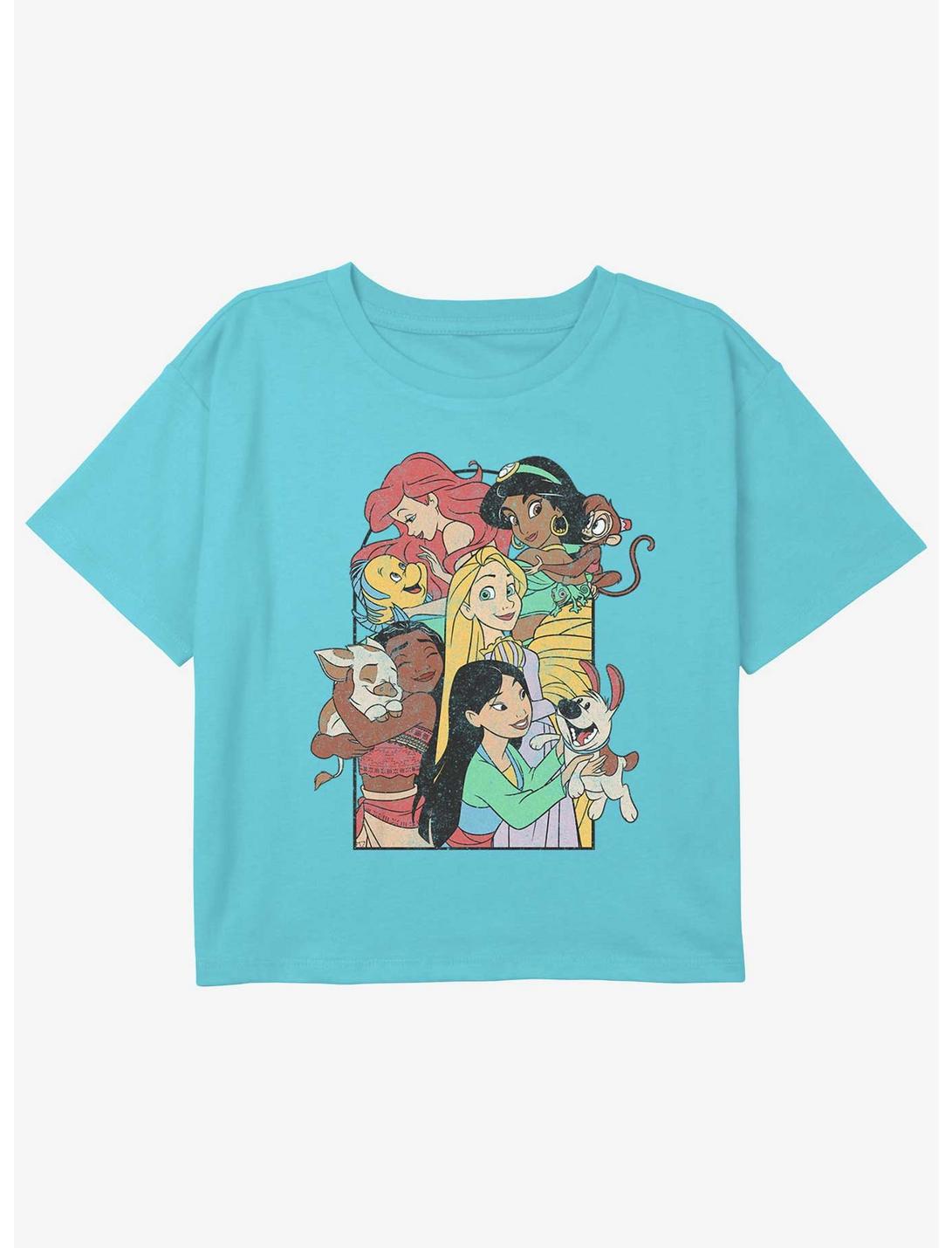 Disney Princesses Princess Pets Girls Youth Crop T-Shirt, BLUE, hi-res