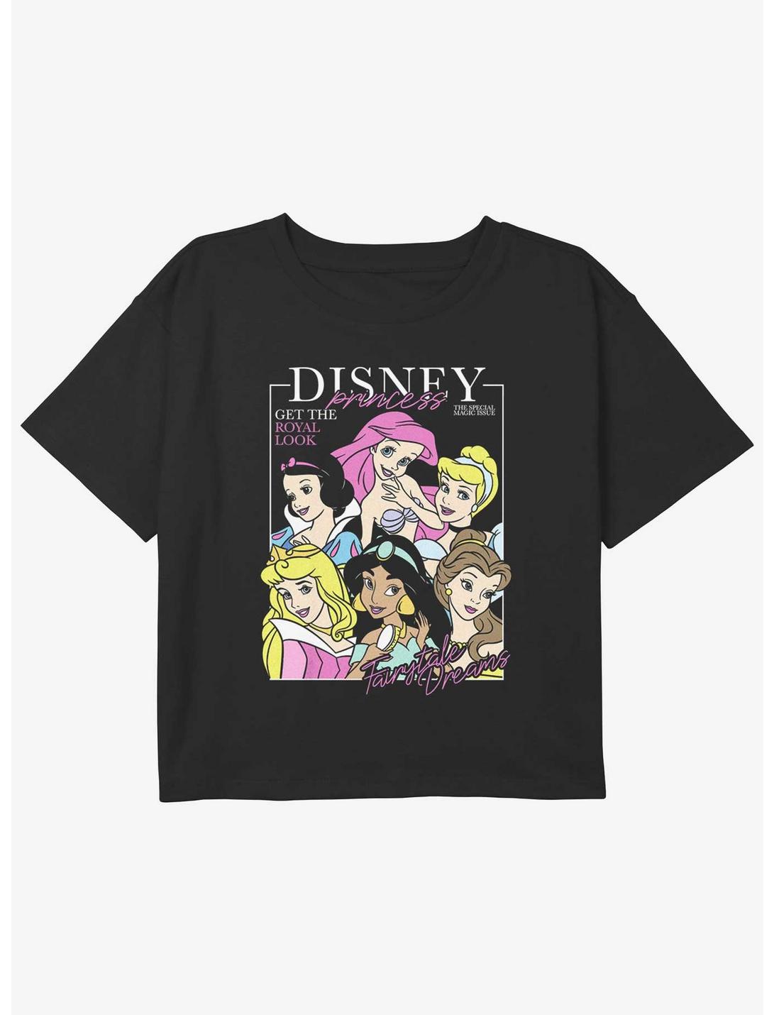 Disney The Little Mermaid Cover Story Girls Youth Crop T-Shirt, BLACK, hi-res