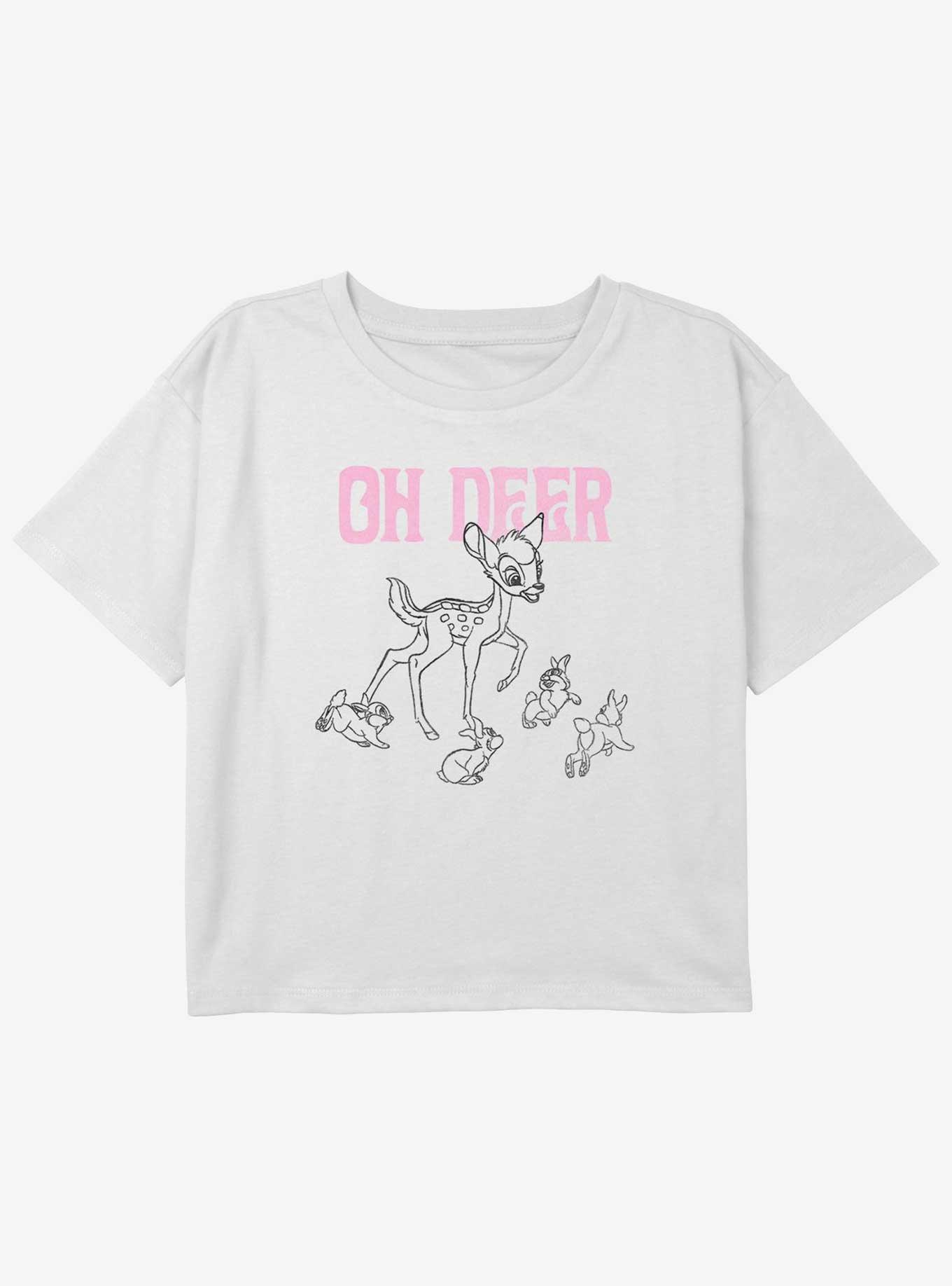 Disney Bambi Oh Deer Girls Youth Crop T-Shirt, WHITE, hi-res