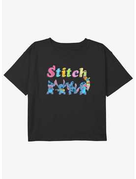 Disney Lilo & Stitch Colorful Stitches Girls Youth Crop T-Shirt, , hi-res