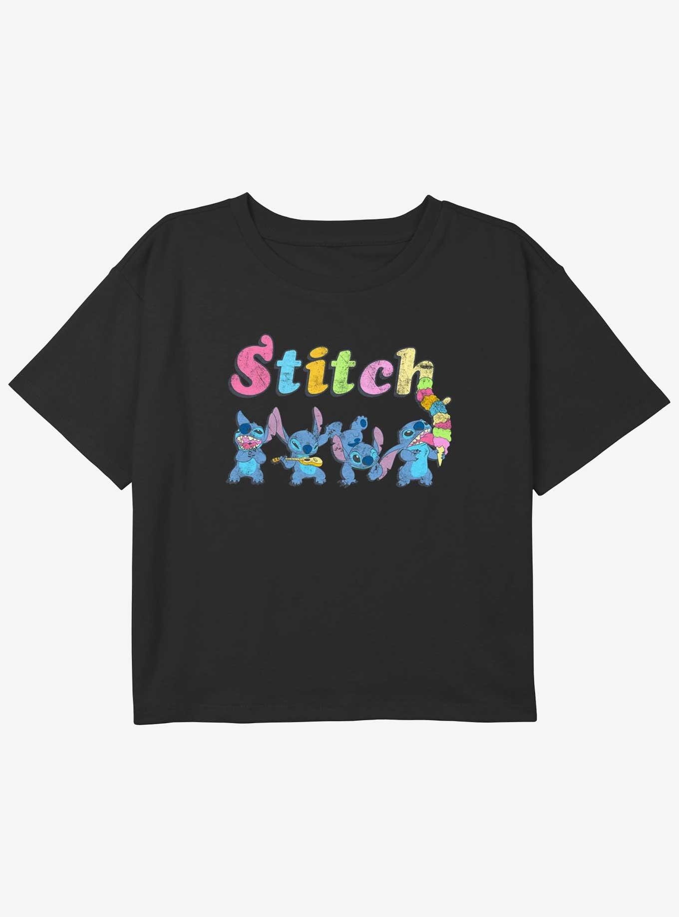 Disney Lilo & Stitch Colorful Stitches Girls Youth Crop T-Shirt, , hi-res