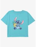 Disney Lilo & Stitch Pineapple Stitch Girls Youth Crop T-Shirt, BLUE, hi-res