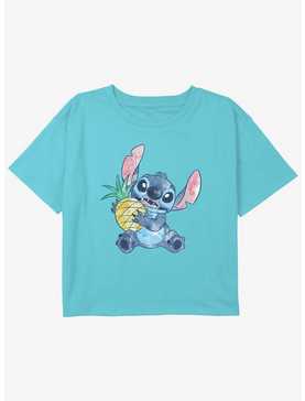 Disney Lilo & Stitch Pineapple Stitch Girls Youth Crop T-Shirt, , hi-res