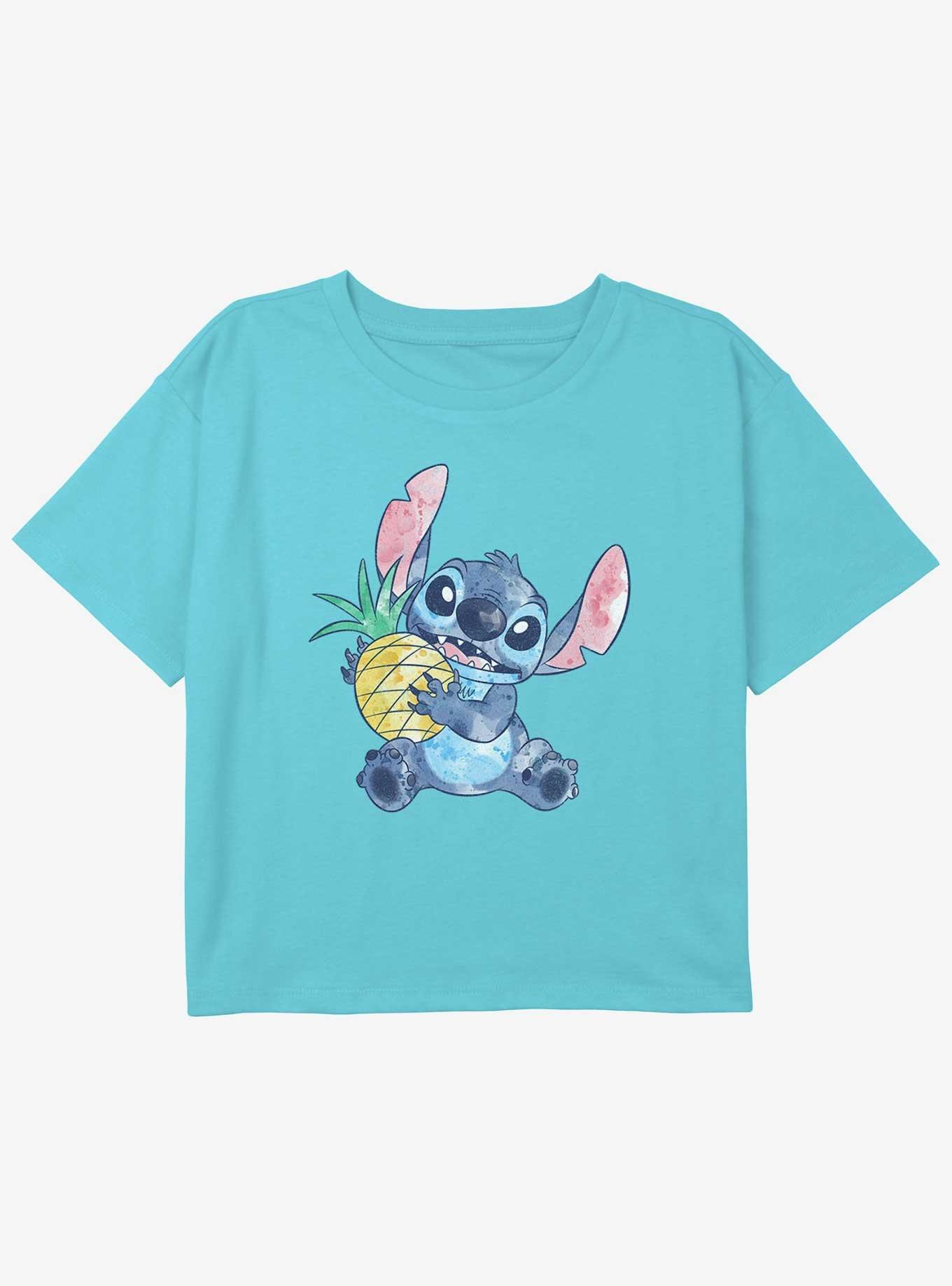 Disney Lilo & Stitch Pineapple Stitch Girls Youth Crop T-Shirt, , hi-res