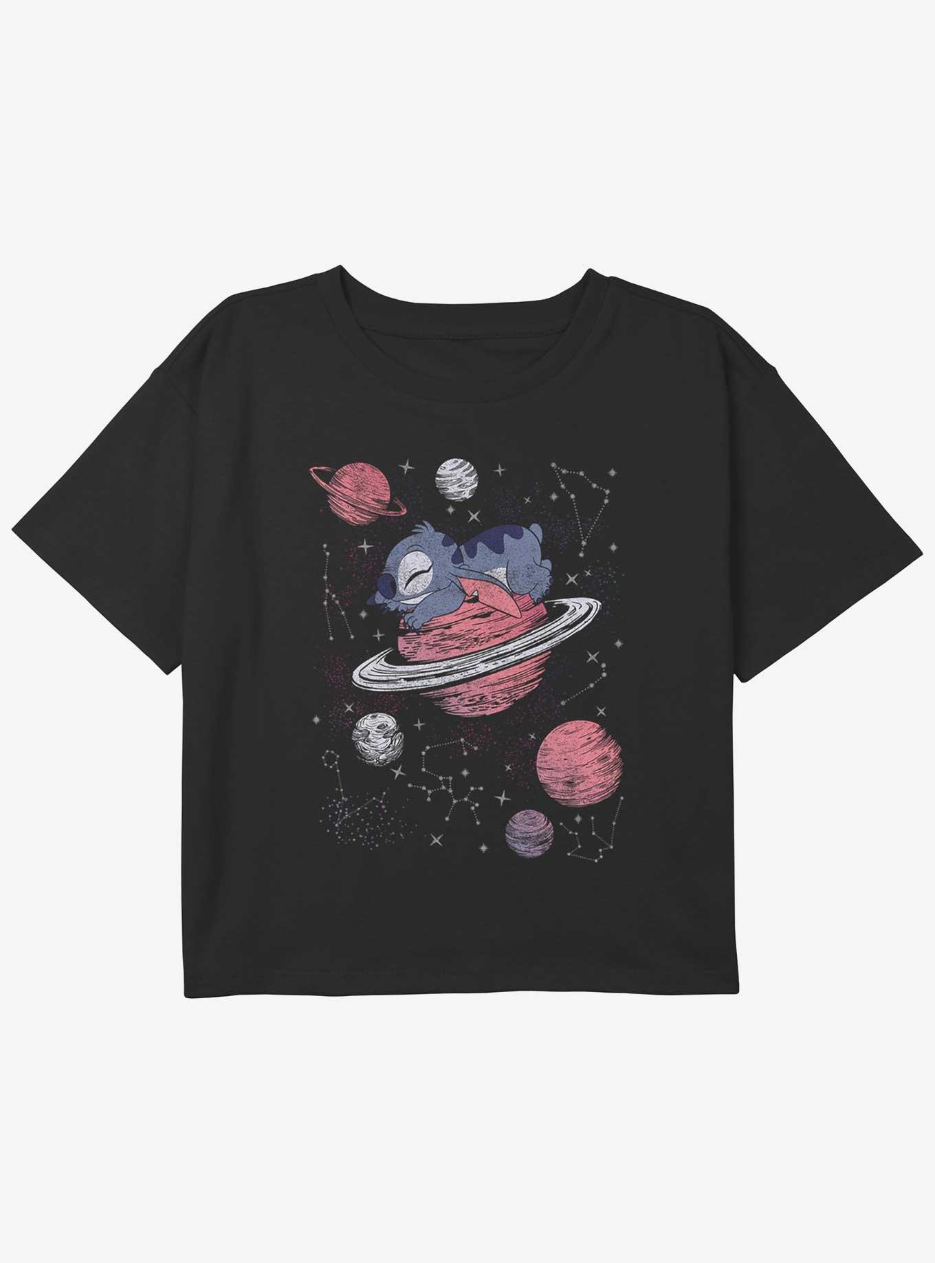 Disney Lilo & Stitch Saturn Snooze Girls Youth Crop T-Shirt, , hi-res