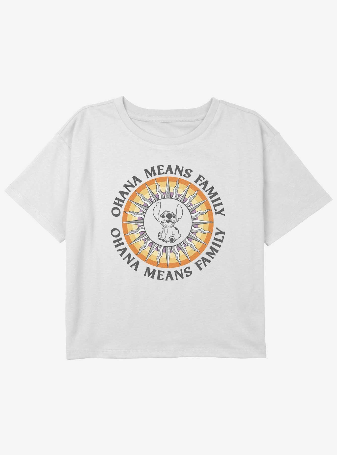 Disney Lilo & Stitch Ohana Means Family Sun Girls Youth Crop T-Shirt, , hi-res