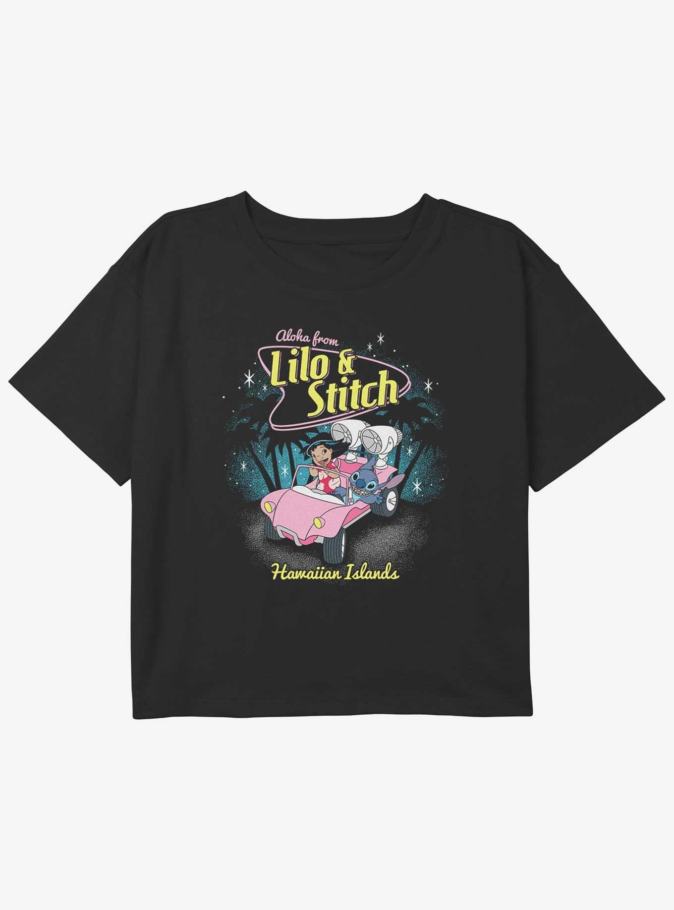 Disney Lilo & Stitch 50's Stitch Girls Youth Crop T-Shirt, BLACK, hi-res