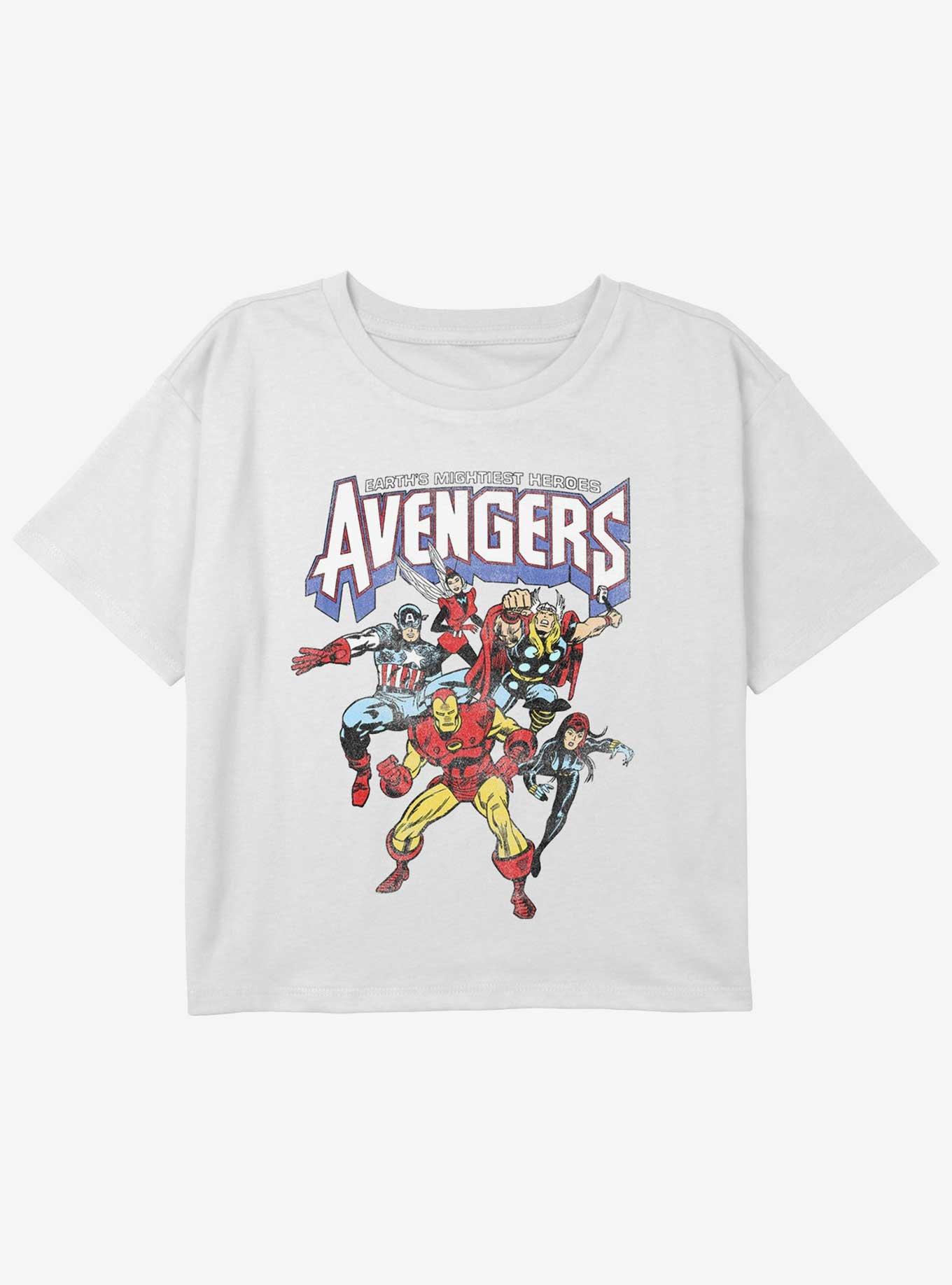Marvel Avengers Heroes Girls Youth Crop T-Shirt, WHITE, hi-res