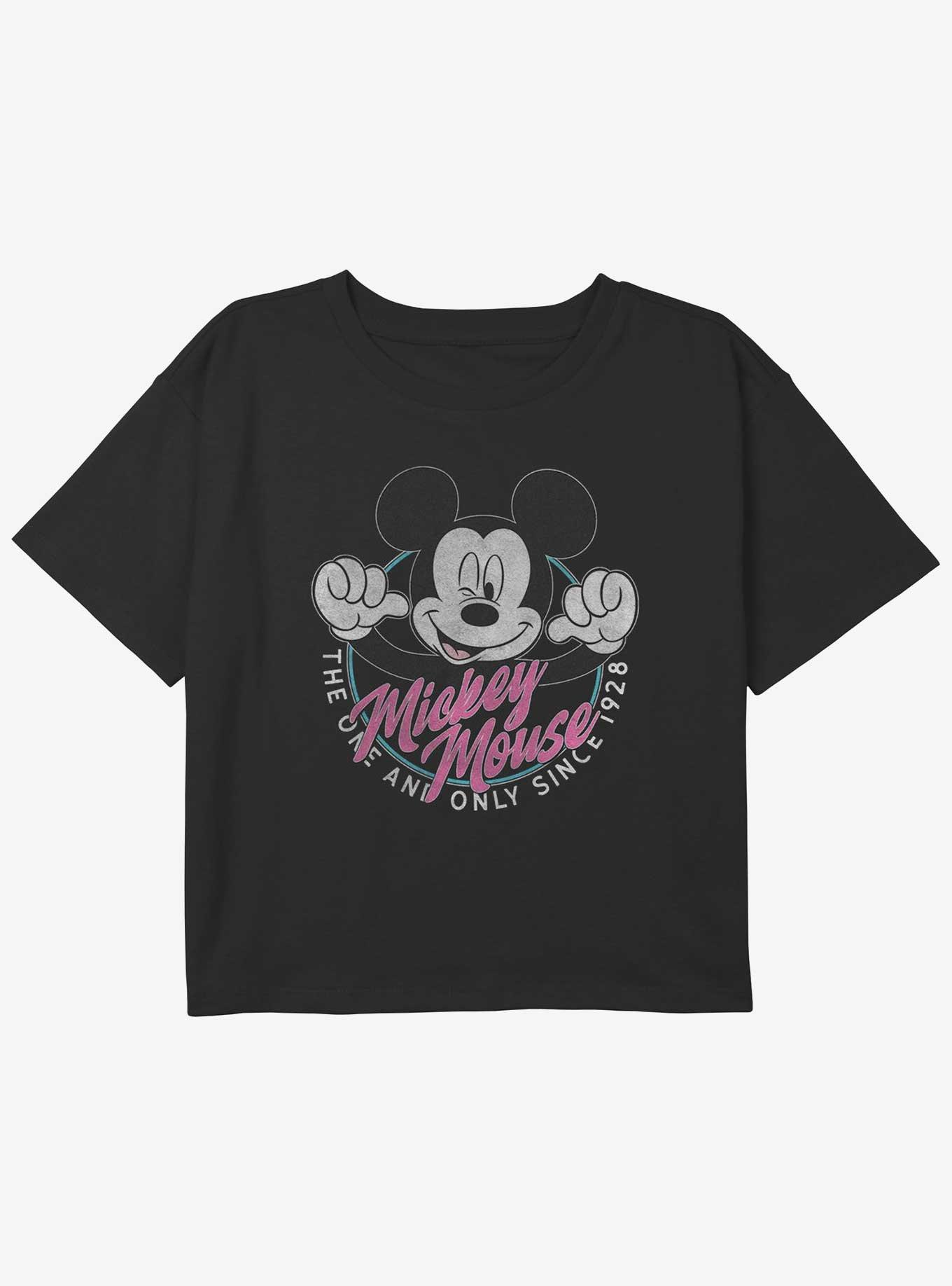 Disney Mickey Mouse The One And Only Girls Youth Crop T-Shirt, BLACK, hi-res