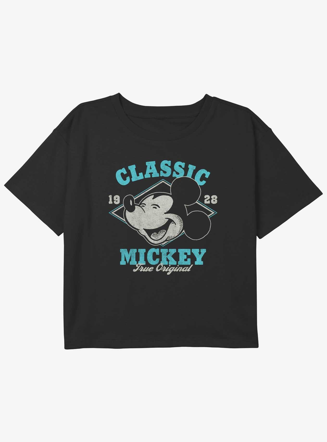 Disney Mickey Mouse True Original Girls Youth Crop T-Shirt, BLACK, hi-res