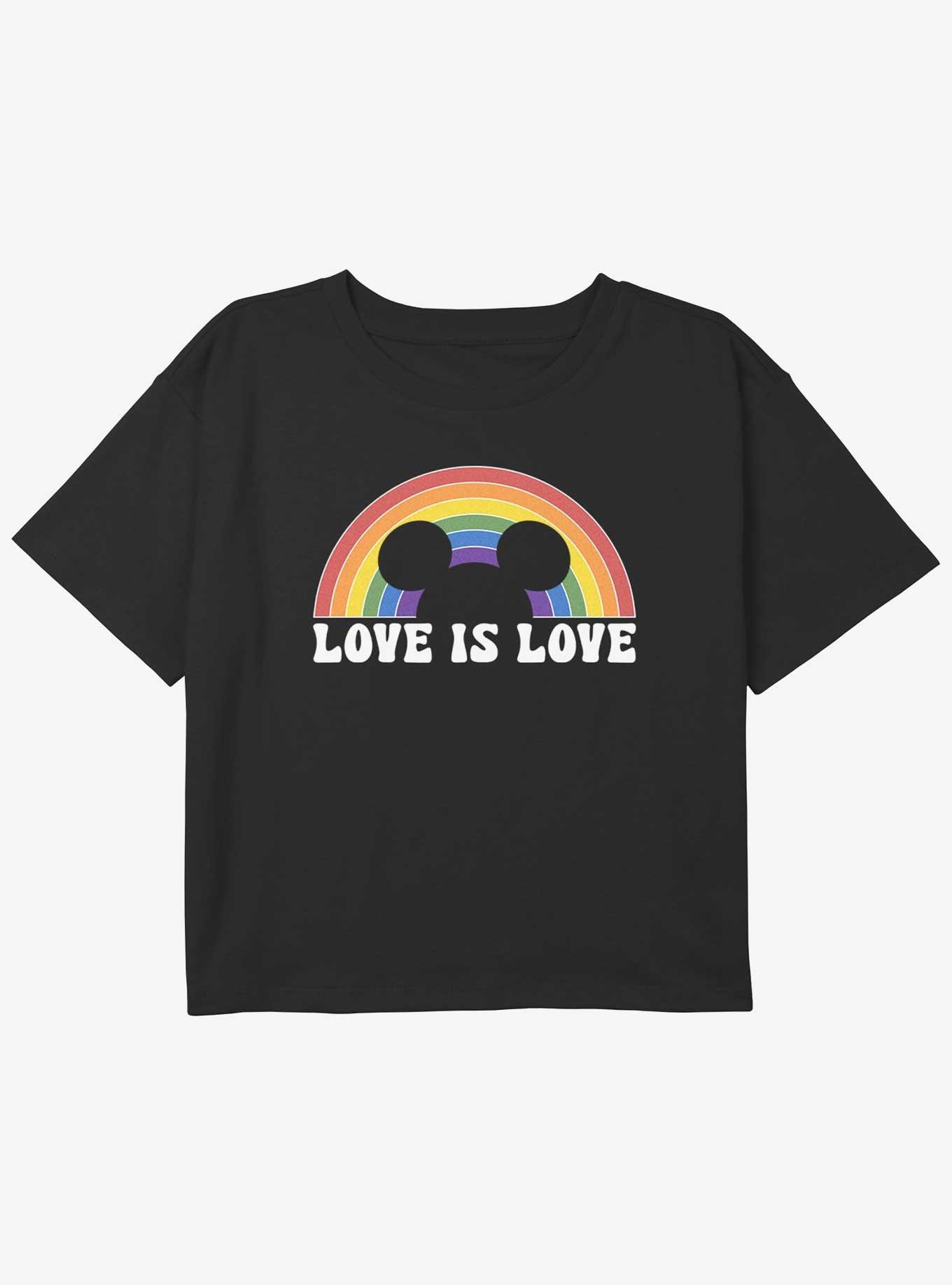 Disney Mickey Mouse Love Is Love Girls Youth Crop T-Shirt, BLACK, hi-res