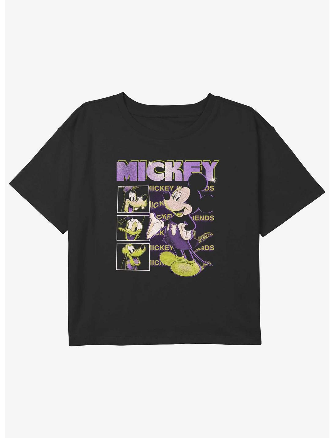 Disney Mickey Mouse Rewind Mickey Girls Youth Crop T-Shirt, BLACK, hi-res