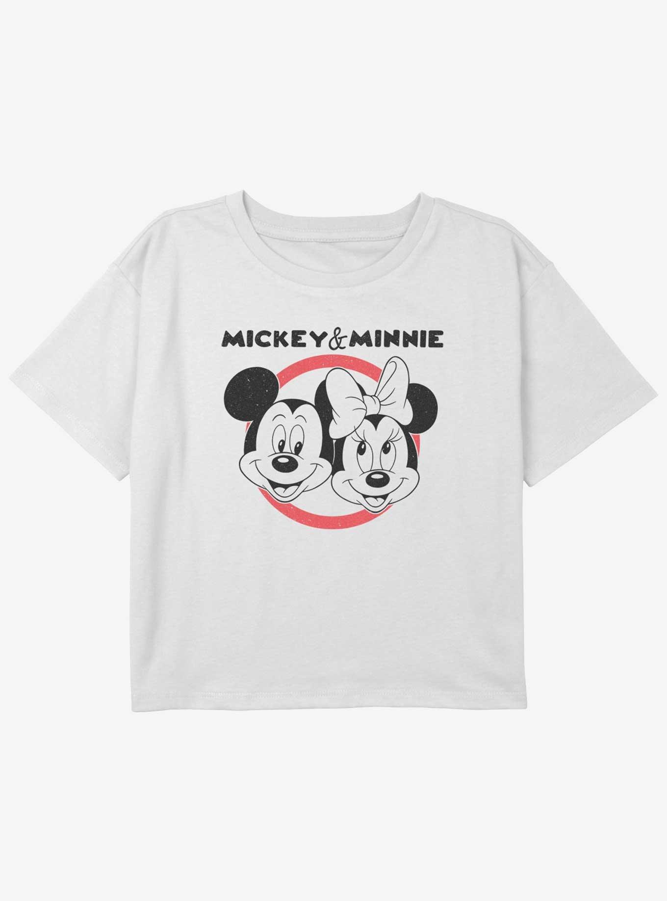 Disney Mickey Mouse Mickey & Minnie Girls Youth Crop T-Shirt, , hi-res