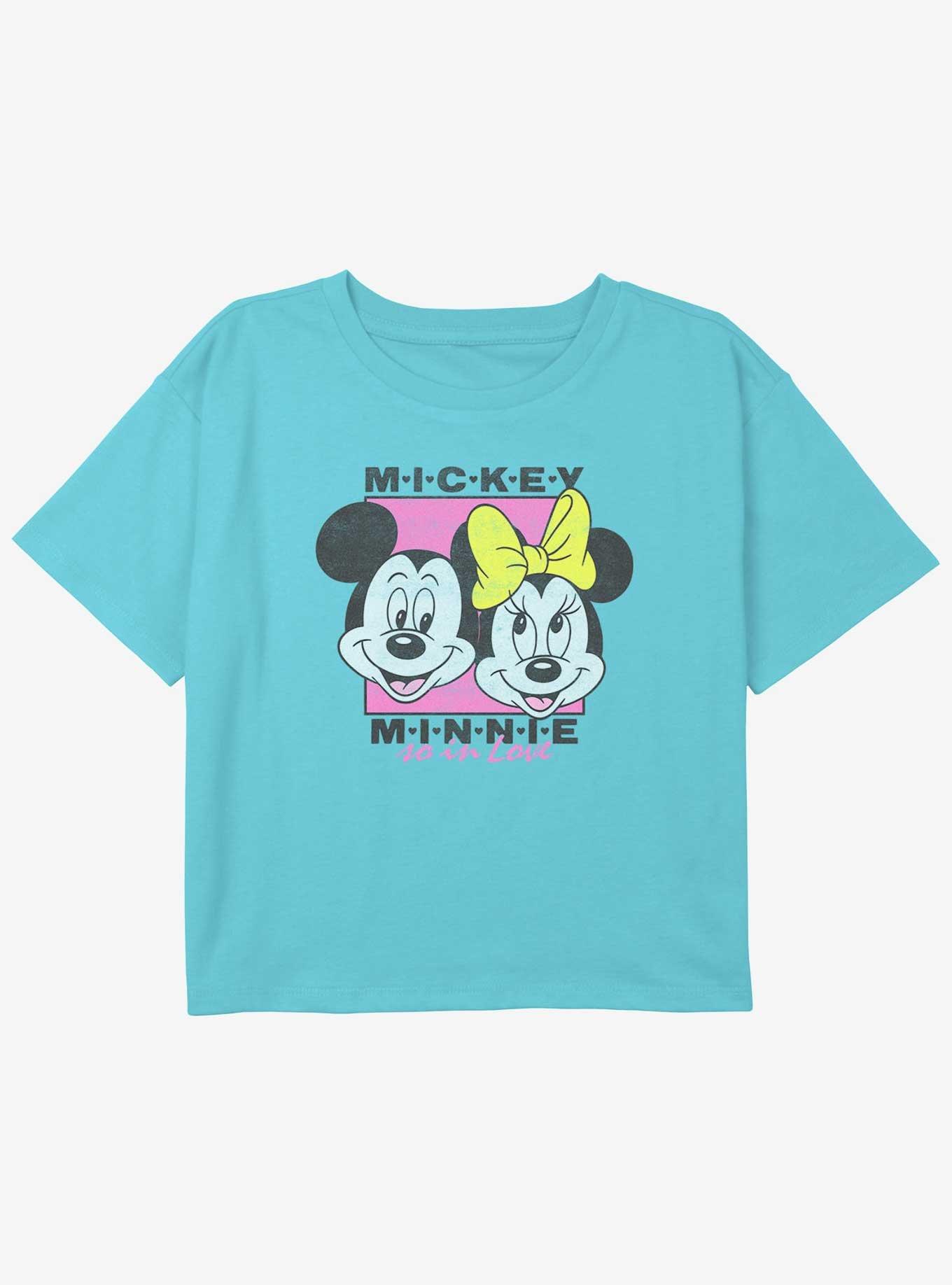 Disney Mickey Mouse Mickey And Minnie Girls Youth Crop T-Shirt, , hi-res