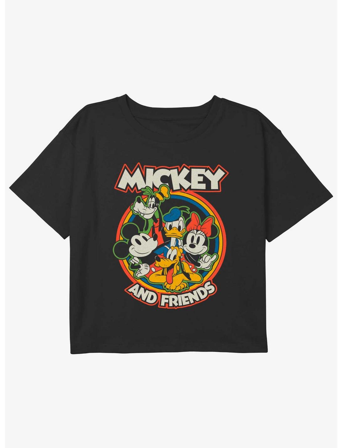 Disney Mickey Mouse Retro Roundup Girls Youth Crop T-Shirt, BLACK, hi-res
