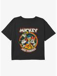 Disney Mickey Mouse Retro Roundup Girls Youth Crop T-Shirt, BLACK, hi-res
